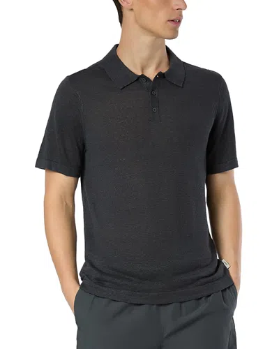 Onia Linen Sweater Polo Shirt In Black