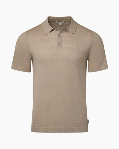 Onia Linen Sweater Polo In Tan