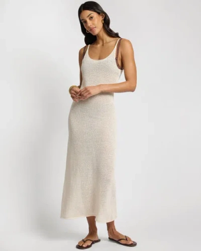 Onia Textured Linen Sweater Scoop Maxi Dress In White