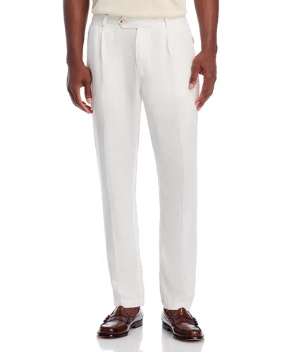 Onia Linen Tapered Pleated Pants In White