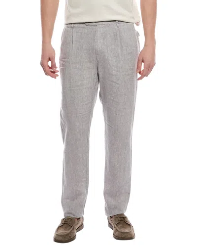 Onia Linen Tapered Pleated Trouser In Gray