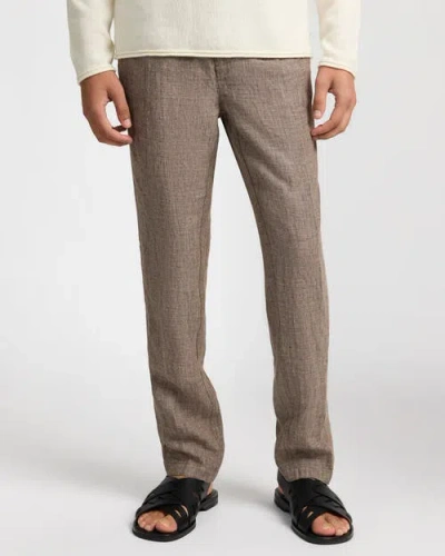 Onia Linen Tapered Pleated Trouser In Multi