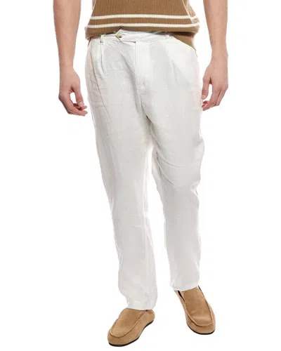 Onia Linen Tapered Pleated Trouser In White