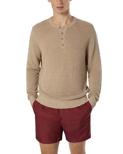 ONIA LINEN TEXTURED KNIT HENLEY SWEATER