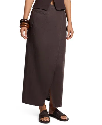 Onia Linen Utility Wrap Maxi Skirt In Brown