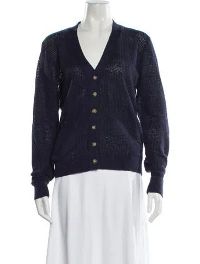 Pre-owned Onia Linen V-neck Sweater In Blue