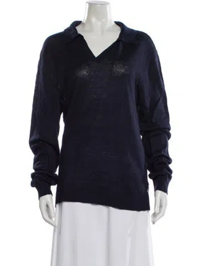 Pre-owned Onia Linen V-neck Sweater In Blue