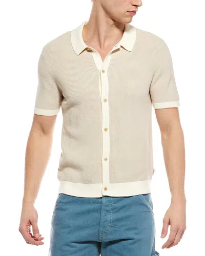 Onia Linen-blend Button Up Sweater In Neutral