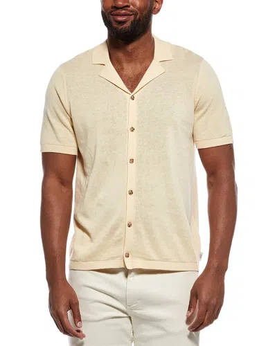 Onia Cotton Linen Blend Camp Sweater In White