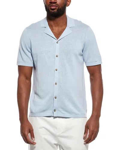 Onia Cotton Linen Blend Camp Sweater In Blue