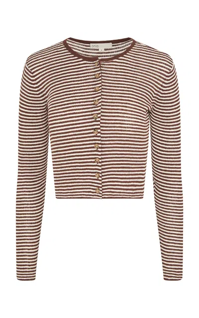 Onia Linen-blend Cardigan In Brown