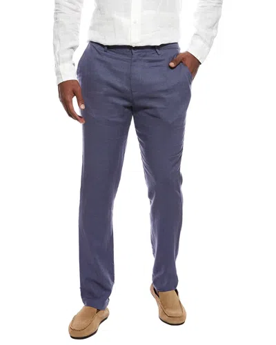 Onia Linen Blend Flat Front Pants In Blue
