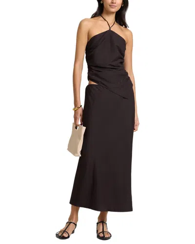Onia Linen-blend Midi Skirt In Black