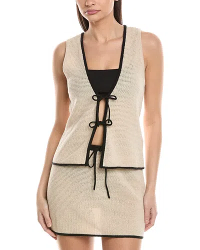 Onia Linen Knit Tie Front Tank In Neutral