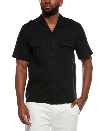 Onia Linen-blend Utility Shirt In Black