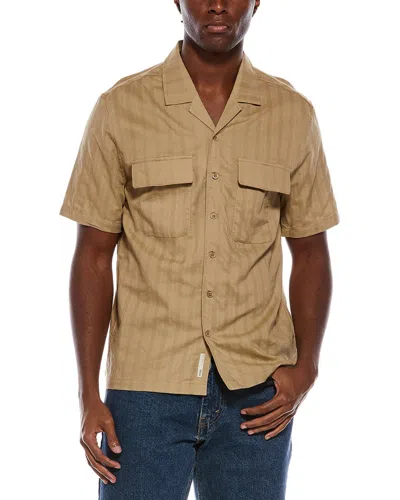 Onia Linen-blend Utility Shirt In Brown