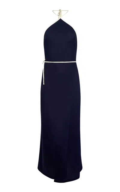 Onia Linen-blend Wrap Dress In Blue