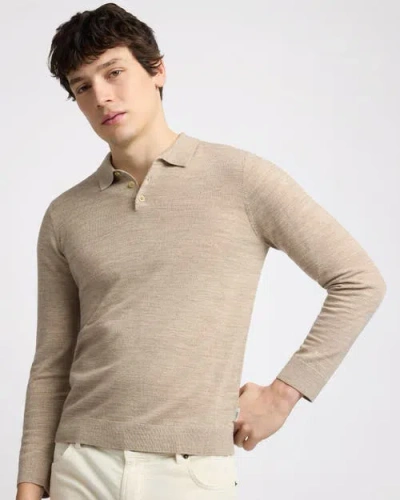 Onia Long Sleeve Extra Fine Merino Wool Polo In Neutral