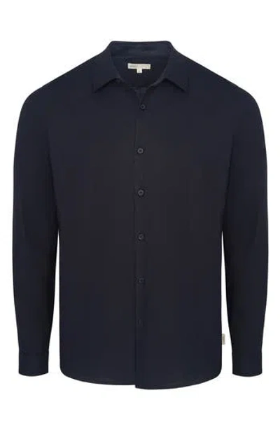 Onia Long Sleeve Linen Blend Button-up Shirt In Blue