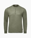 Onia Long Sleeve Linen Henley In Sage