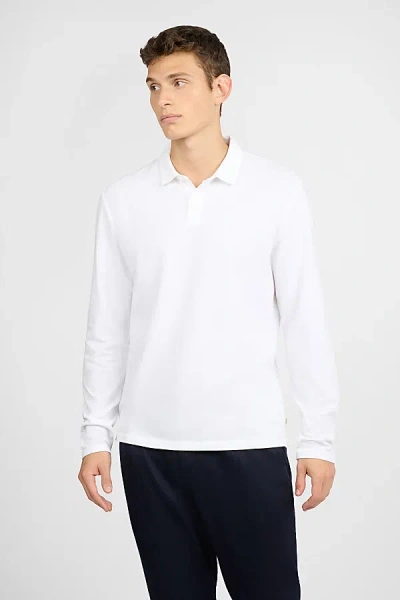 Onia Long Sleeve Pique Polo In White, Men's At Urban Outfitters