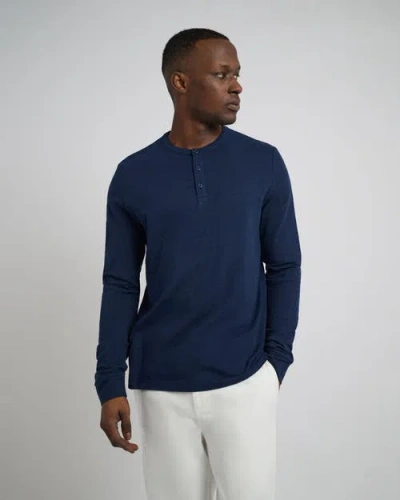Onia Slub Linen-jersey Henley Top In Blue