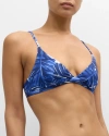 Onia Malin Palm Bikini Top In Deep Ultrmarine