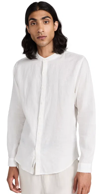 Onia Mandarin Collar Linen Shirt White