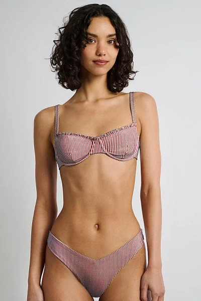 Onia Marilyn Bikini Top In Dark Cherry/white, Women's At Urban Outfitters In Blue
