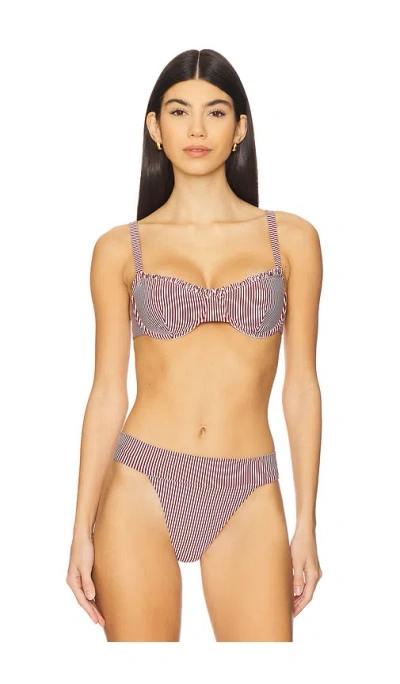 Onia Marilyn Bikini Top In Pomegranate,white