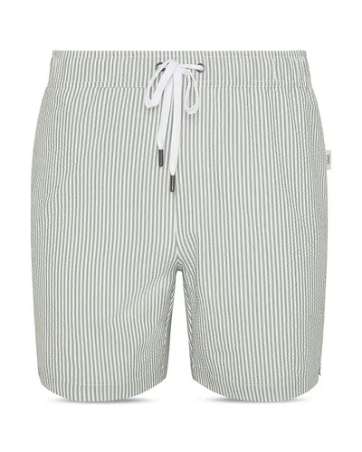 Onia Mb Charles Seersucker 6.5 Swim Trunks In Green
