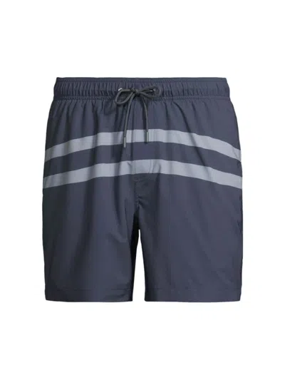Onia Men's 6' Striped Swim Shorts In Gunmetal