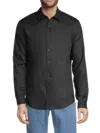 Onia Men's Air Linen-blend Button Down Shirt In Black