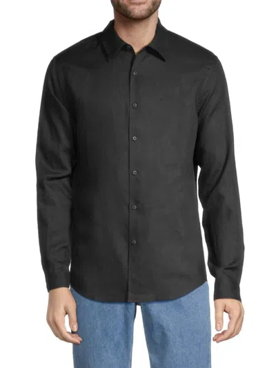 Onia Men's Air Linen-blend Button Down Shirt In Black