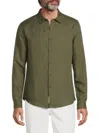 Onia Long Sleeve Button Front Shirt In Dark Olive