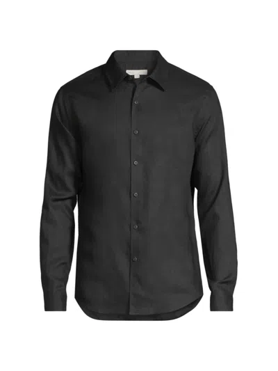 Onia Men's Air Linen-blend Shirt In Black