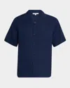 Onia Men's Air Linen Convertible Collar Short-sleeve Shirt In Blue