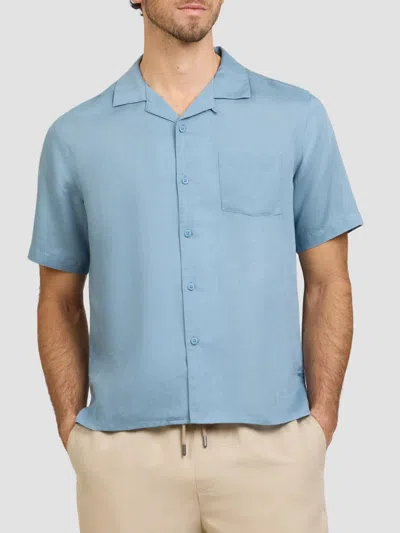 Onia Men's Air Linen-blend Camp Shirt In Blue
