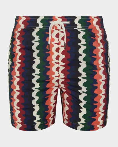 Onia Men & Apos;s Charles 5" Inseam Abstract Stripe Swim Trunks In Multi