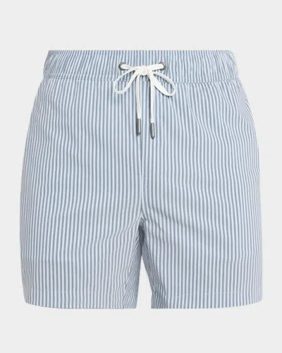 Onia Classic Seersucker Swim Shorts 7 Cobalt In Blue