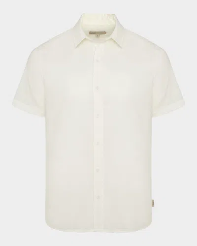 Onia Men & Apos;s Stretch Linen Short-sleeve Shirt In White