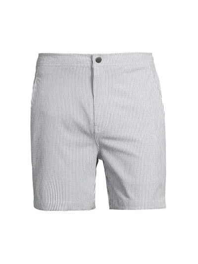 Onia Men's Calder Seersucker Flat Front Shorts In Deep Navy White