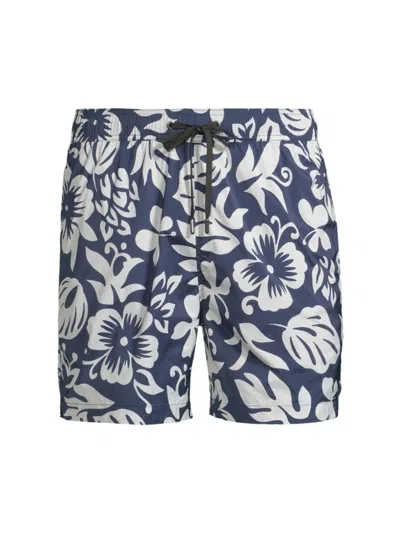 Onia Men's Charles 5' Floral Swim Shorts In Deep Navy