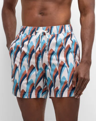 Onia Men's Charles 5 Liberty Refracted Swim Shorts In Vintage Tan