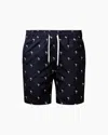 Onia Men's Charles Micro Flamingo Embroidery Swim Trunk In Deep Navy/pink In Blue