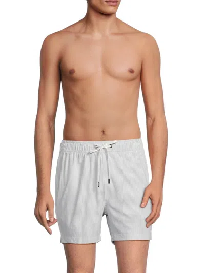 Onia Men's Charles Striped Swim Shorts In Sage White