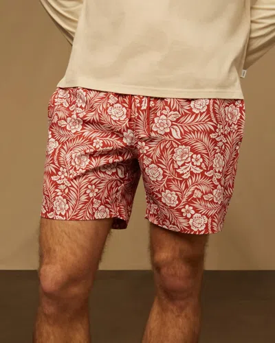 Onia Men's Comfort Lined Swim Trunks In Burnt Ochre/white In Pink