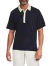 Onia Men's Contrast-collar Terry Polo Shirt In Gray