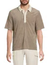 Onia Men's Contrast-collar Terry Polo Shirt In Brown