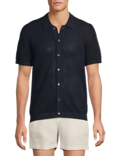 Onia Men's Crochet Cotton Shirt In Blue